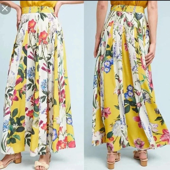Rococo Sand Aprile Floral Maxi Skirt Size 0 Yellow Multi Paneled NWOT - Picture 2 of 7